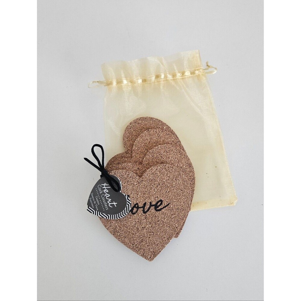 NWT Kate Aspen Heart Cork Coasters Love For Kitchen Home Drinkware